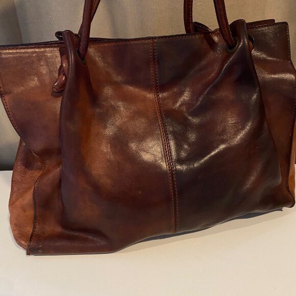 Paolo‎ Masi Genuine Leather Brown Tote Bag Made in Italy 12x13 - Picture 5 of 7